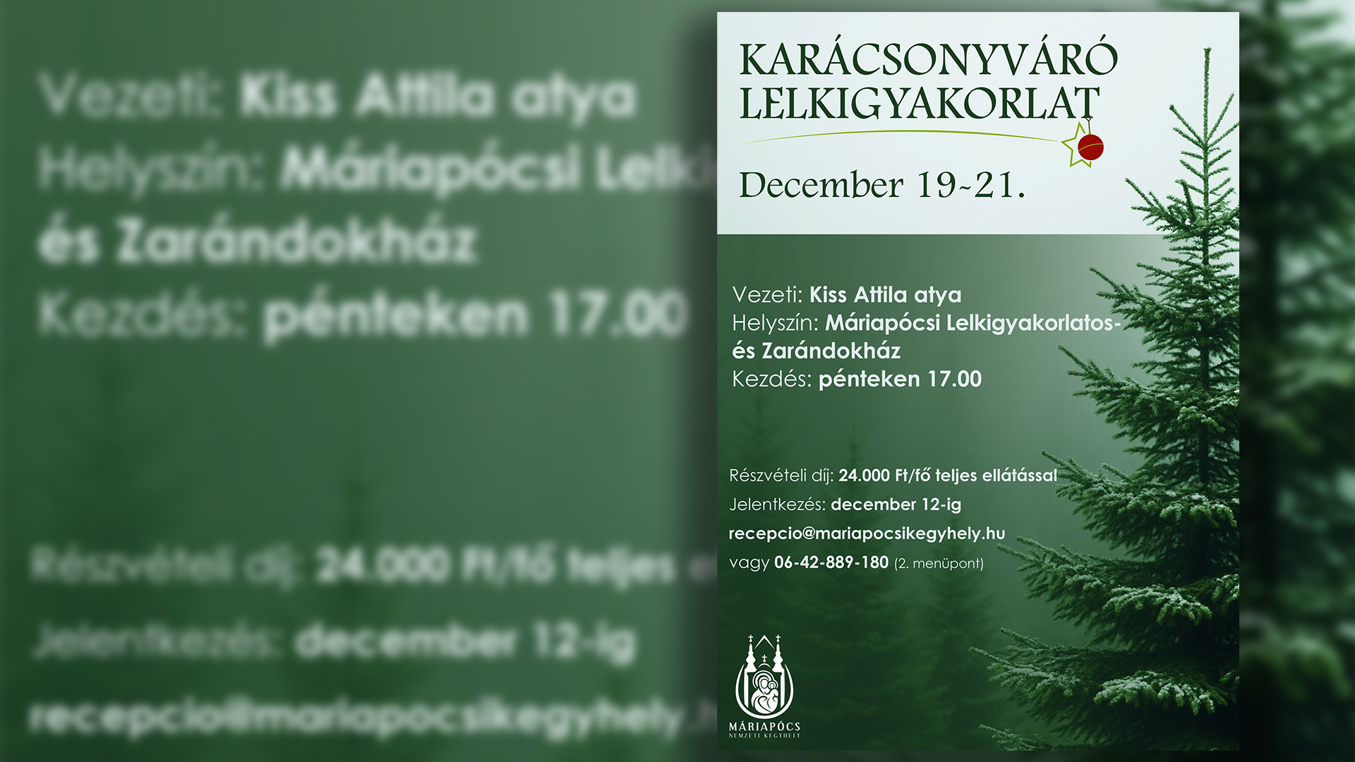Karácsonyváró lelkigyakorlat Máriapócson