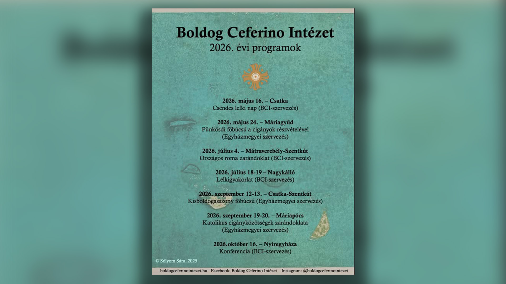 Zarándoklatok és lelki alkalmak: Közzétette 2026-os programtervét a Boldog Ceferino Intézet