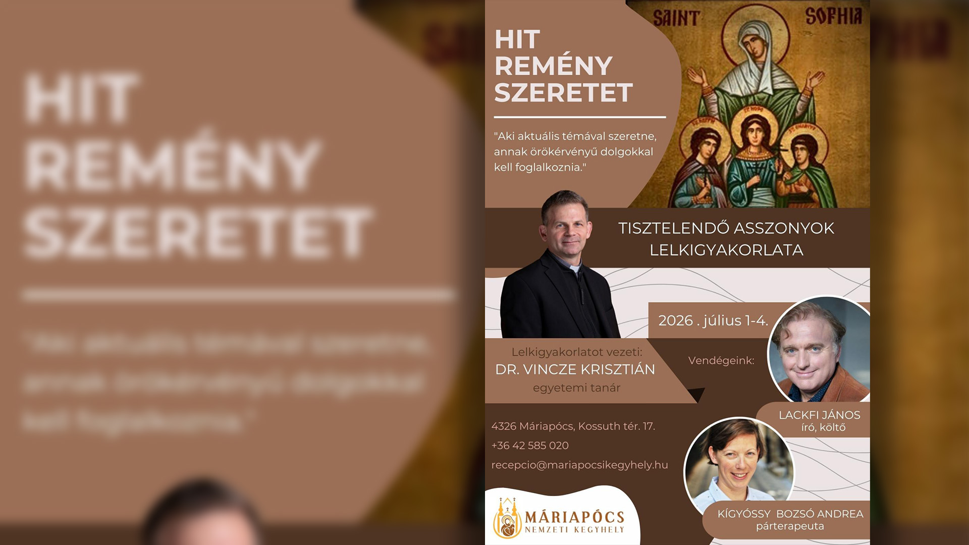 Aktuális és örökérvényű témák – tisztelendő asszonyok lelkigyakorlata lesz Máriapócson